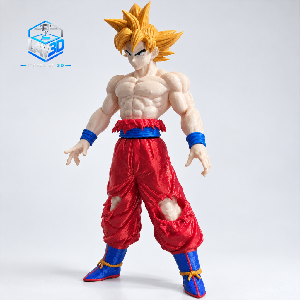 Figura de Goku impresa en 3D y personalizada por LAV3D Impresiones 3D.